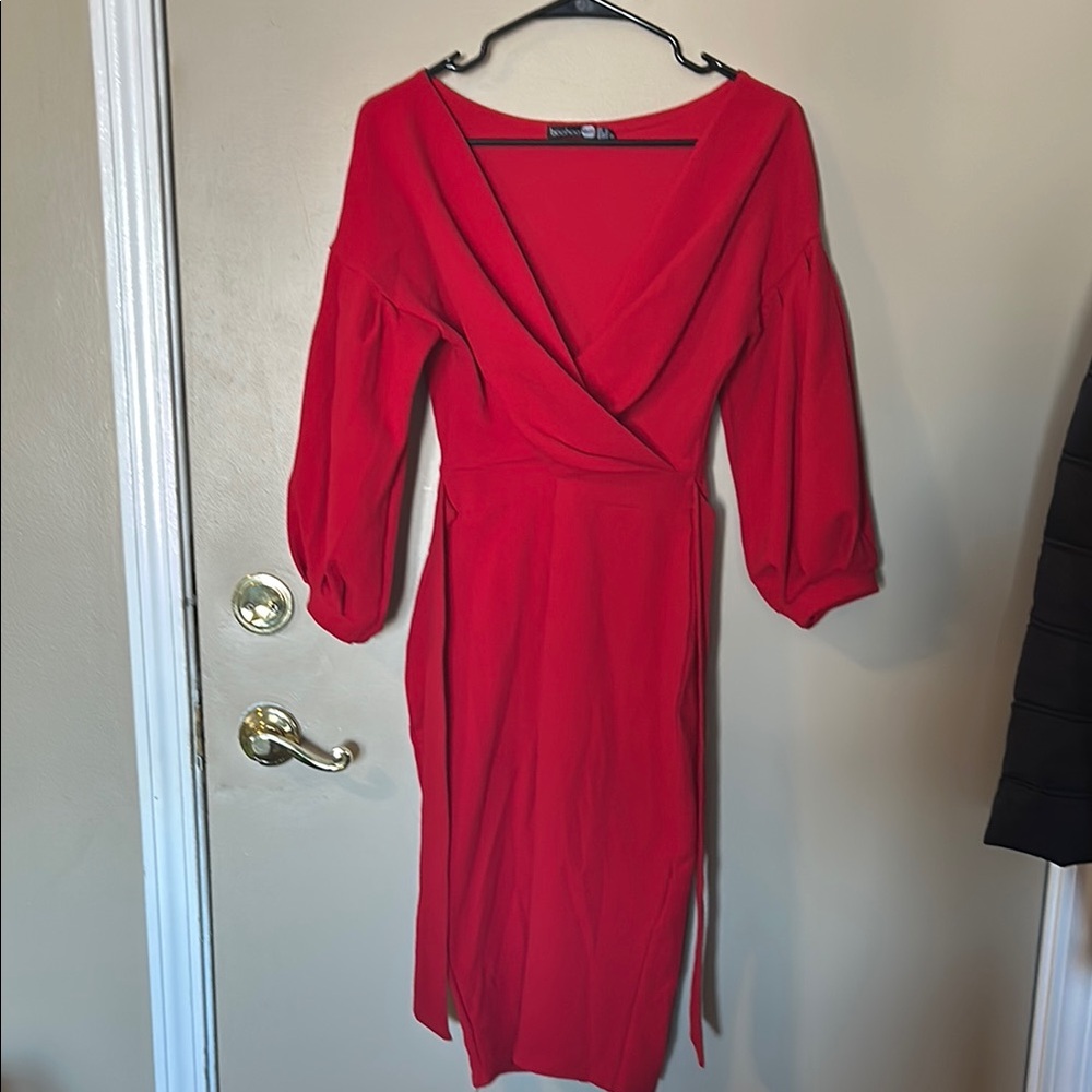 Elegant Red Wrap Dress